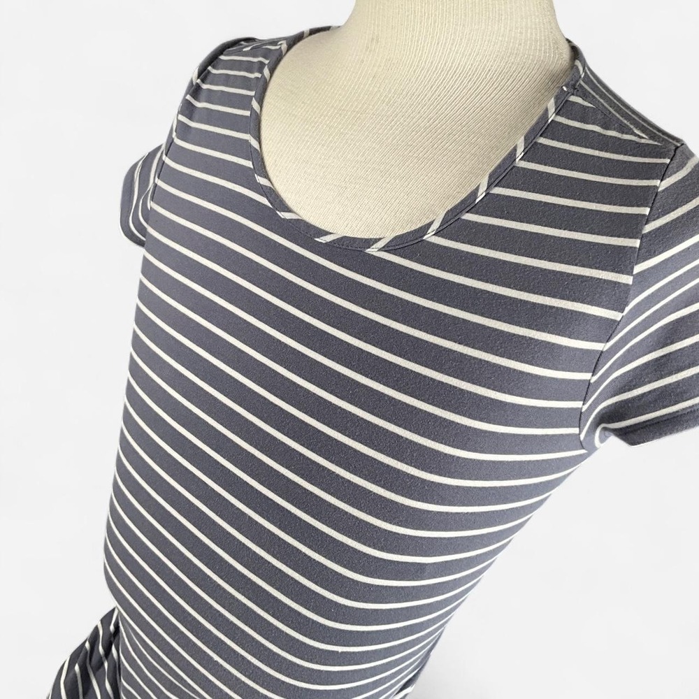 Womens Isabel Maternity Navy Striped Cotton Blend Going Out Babydoll Dress (M)
